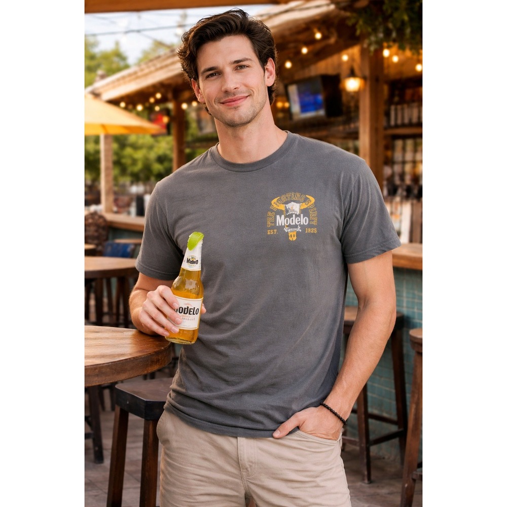 Modelo "Fighting Spirit" Graphic T Shirt Charcoal Gray Mens Large‎